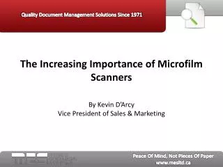 the increasing importance of microfilm scanners