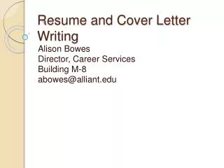 Resume and Cover Letter Writing