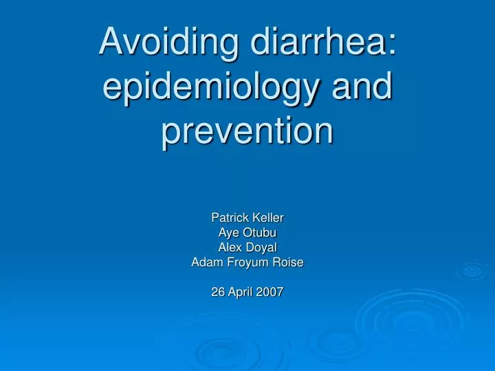 avoiding diarrhea epidemiology and prevention
