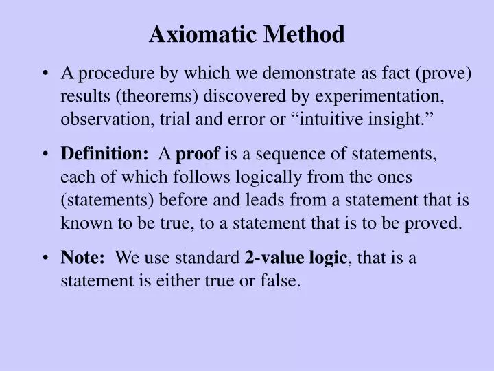 axiomatic method