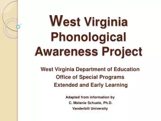 W est Virginia Phonological Awareness Project