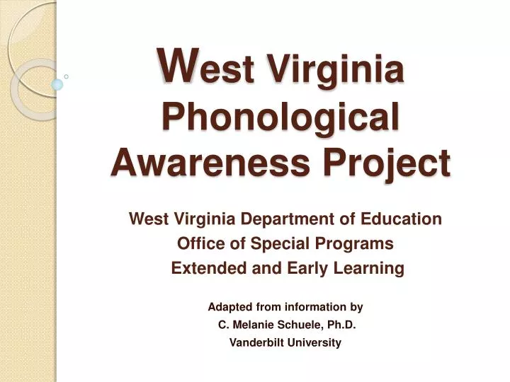 w est virginia phonological awareness project