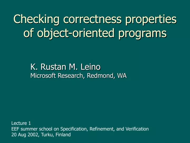 checking correctness properties of object oriented programs