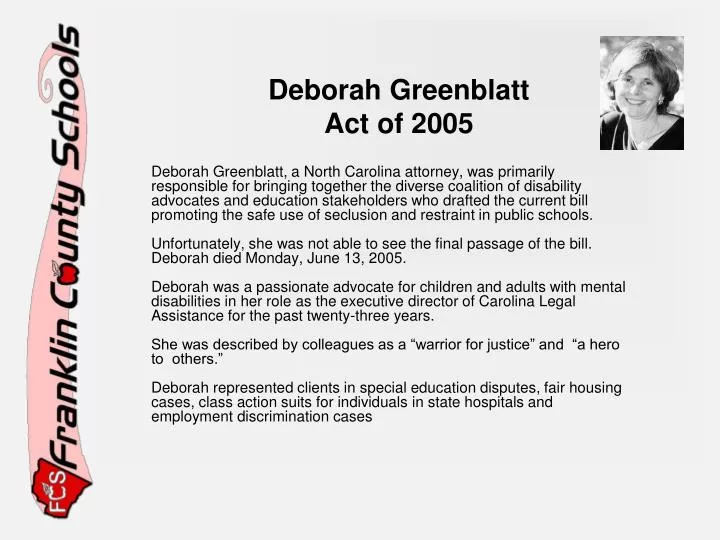 deborah greenblatt act of 2005