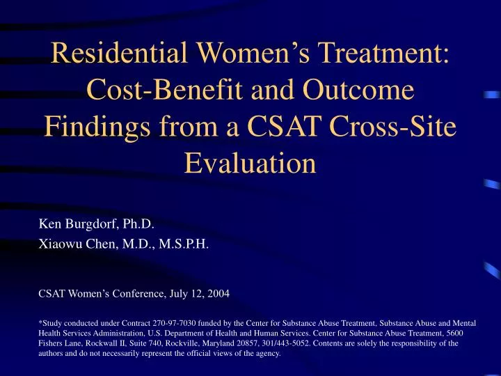 residential women s treatment cost benefit and outcome findings from a csat cross site evaluation