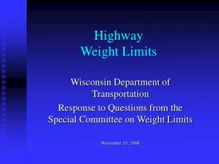 Highway Weight Limits
