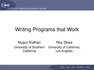 Writing Programs that Work