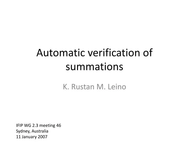 automatic verification of summations