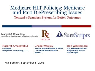 Medicare HIT Policies: Medicare and Part D ePrescribing Issues