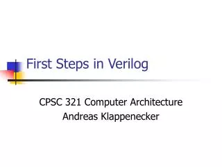 First Steps in Verilog