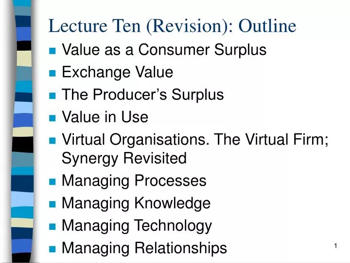 lecture ten revision outline