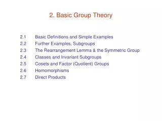 2. Basic Group Theory