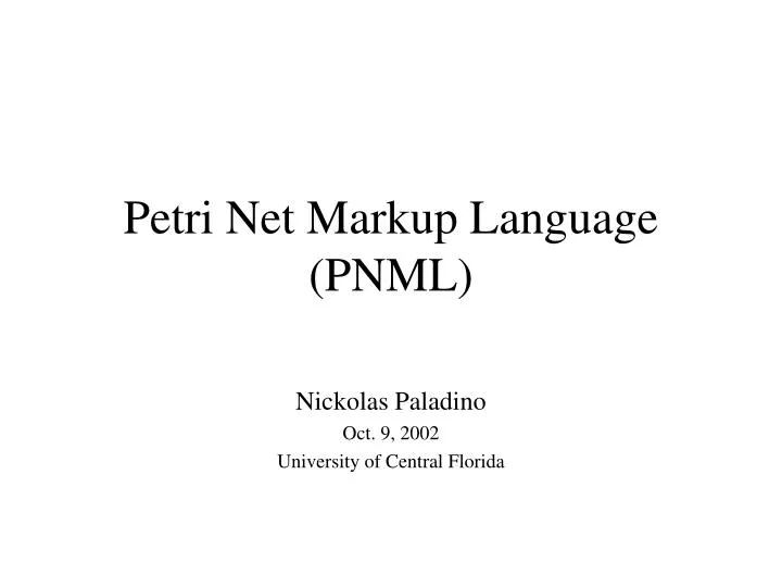 petri net markup language pnml