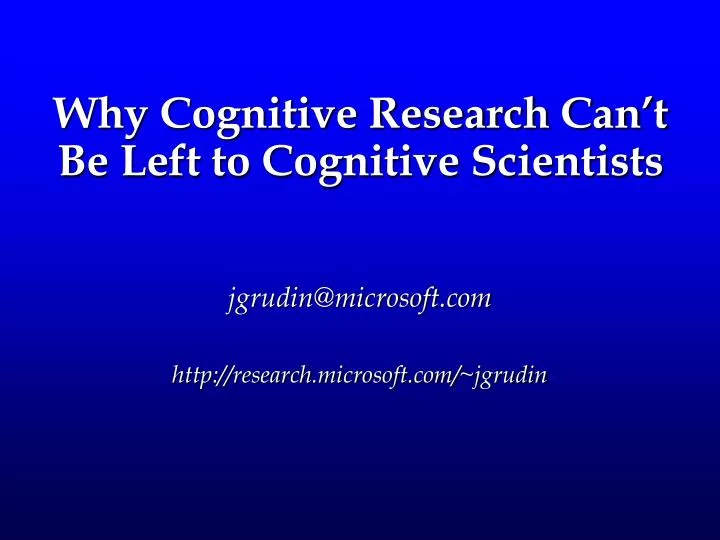 why cognitive research can t be left to cognitive scientists