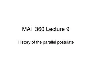 MAT 360 Lecture 9