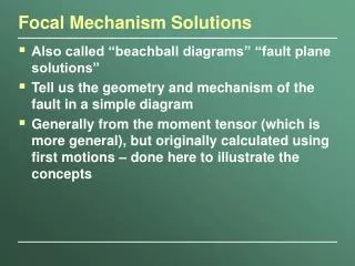 Focal Mechanism Solutions
