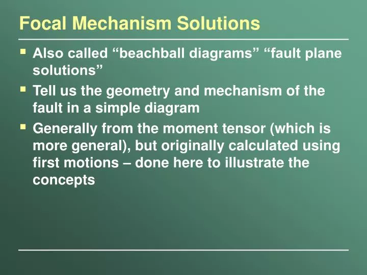 focal mechanism solutions
