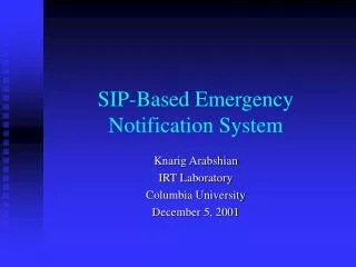 SIP-Based Emergency Notification System