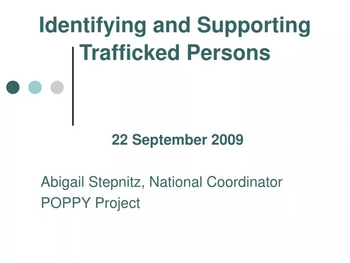 identifying and supporting trafficked persons