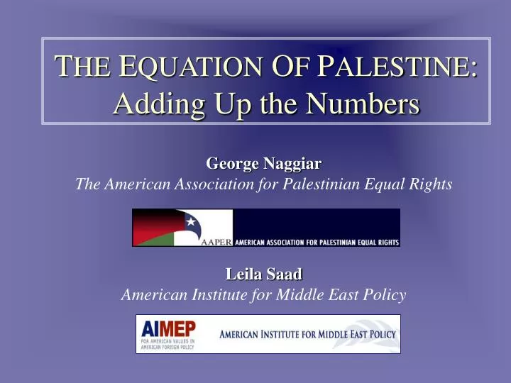 t he e quation o f p alestine adding up the numbers