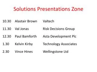 Solutions Presentations Zone