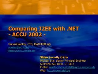 Comparing J2EE with .NET - ACCU 2002 -