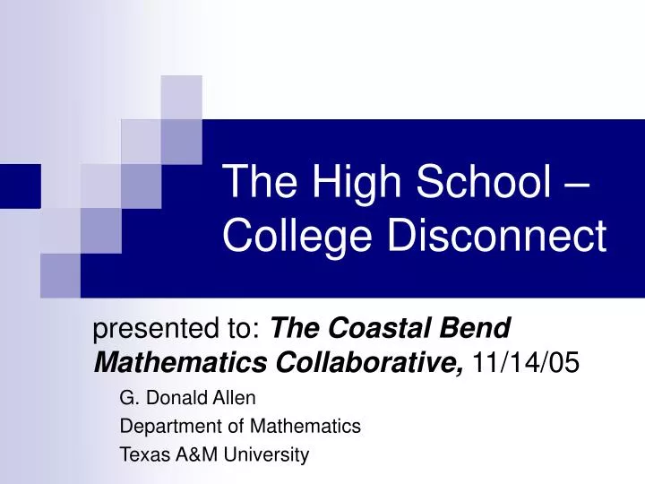 the high school college disconnect