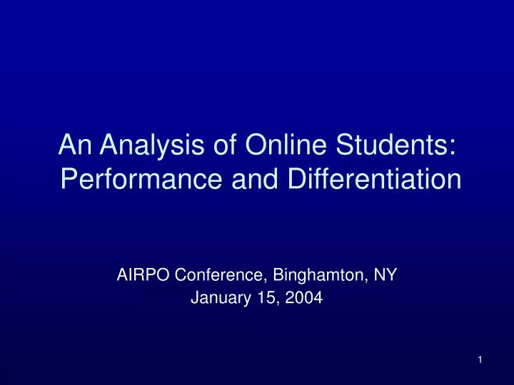 an analysis of online students performance and differentiation
