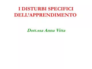 i disturbi specifici dell apprendimento