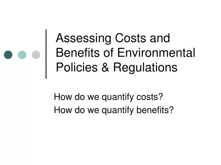 assessing costs and benefits of environmental policies regulations