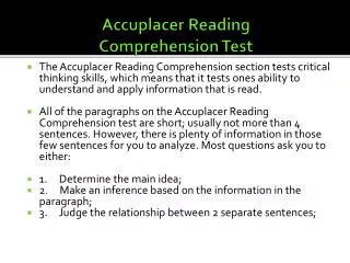 Accuplacer Reading Comprehension Test