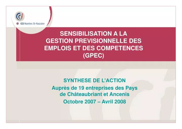 sensibilisation a la gestion previsionnelle des emplois et des competences gpec