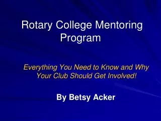 Rotary College Mentoring Program