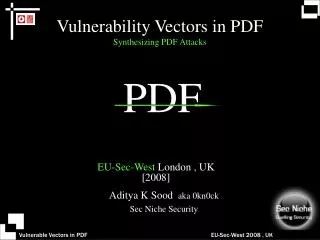 Vulnerability Vectors in PDF Synthesizing PDF Attacks