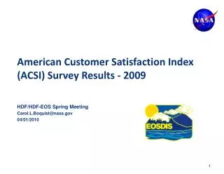 American Customer Satisfaction Index (ACSI) Survey Results - 2009