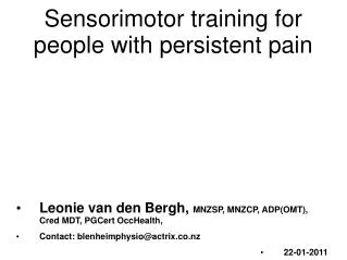 Sensorimotor training for people with persistent pain