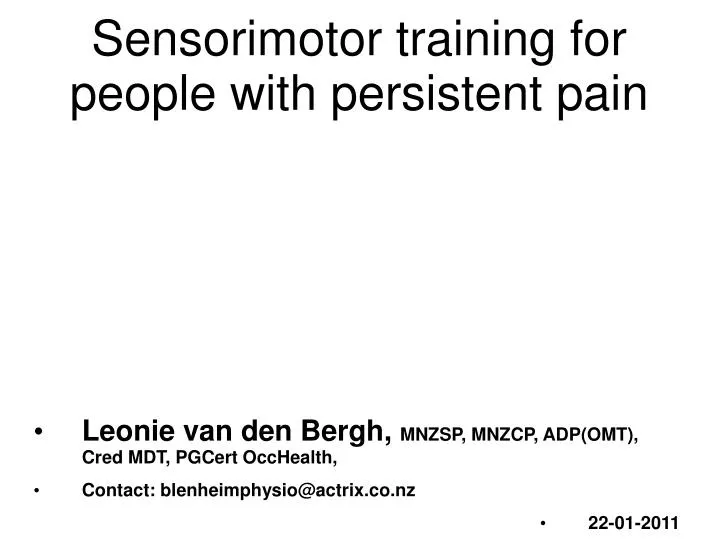 sensorimotor training for people with persistent pain