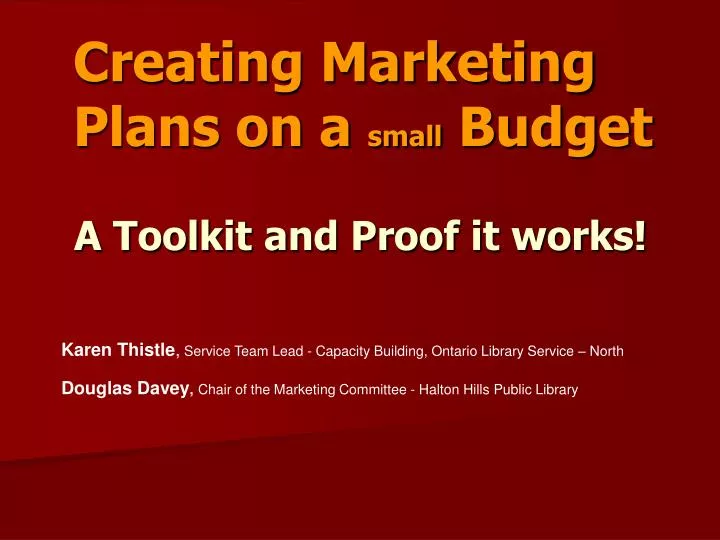 creating marketing plans on a small budget
