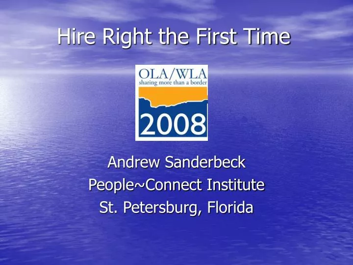hire right the first time