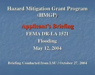 Hazard Mitigation Grant Program (HMGP)