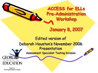 ACCESS for ELLs P re-Administration Workshop January 8, 2007