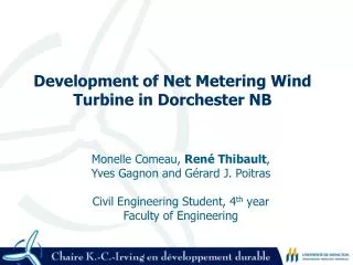 Development of Net Metering Wind Turbine in Dorchester NB