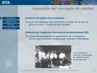 Evolución del concepto de calidad