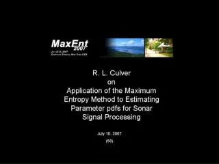 Application of the Maximum Entropy method to sonar signal processing