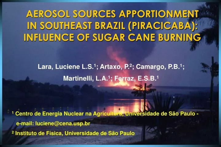 aerosol sources apportionment in southeast brazil piracicaba influence of sugar cane burning