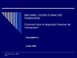 bnc smg cours d analyse financiere comment faire le diagnostic financier de l entreprise
