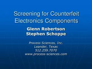 Screening for Counterfeit Electronics Components