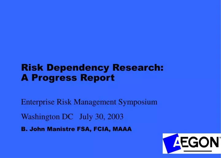 enterprise risk management symposium washington dc july 30 2003