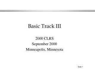 2000 CLRS September 2000 Minneapolis, Minnesota