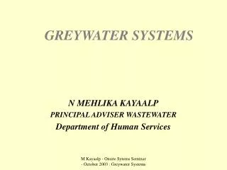 GREYWATER SYSTEMS